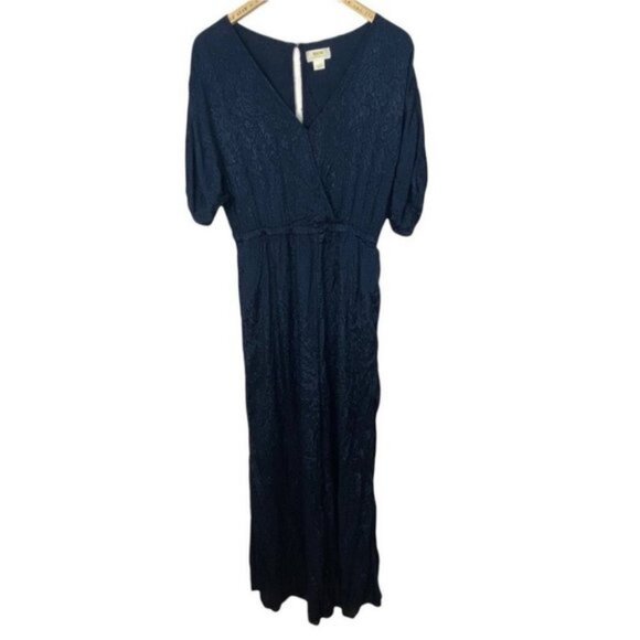 Anthropologie Maeve Jacquard Jumpsuit Blue Navy Blue Size Small Bohemian Wide S - Picture 4 of 15
